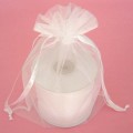 Flat Organza Gift Bag with 2 Satin Ribbon White 10/PK